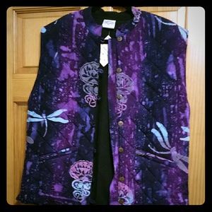 NWT GLOBAL VILLAGE sz L purple vest